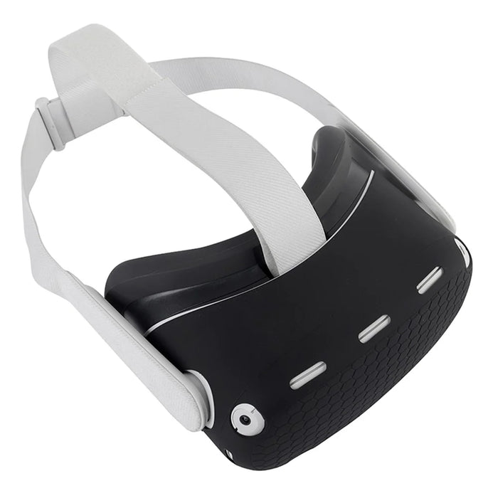For Oculus Quest 2 VR Headset Silicone Protective Cover Skin Case with Eye Mask - Black - 4