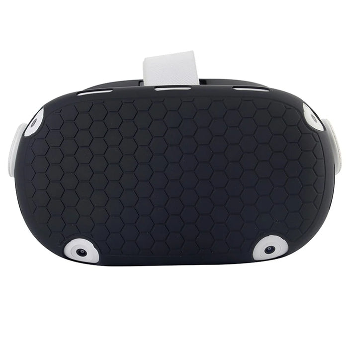 For Oculus Quest 2 VR Headset Silicone Protective Cover Skin Case with Eye Mask - Black - 6