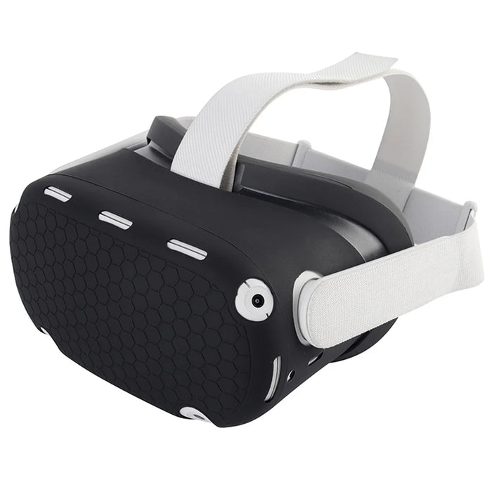 For Oculus Quest 2 VR Headset Silicone Protective Cover Skin Case with Eye Mask - Black - 7