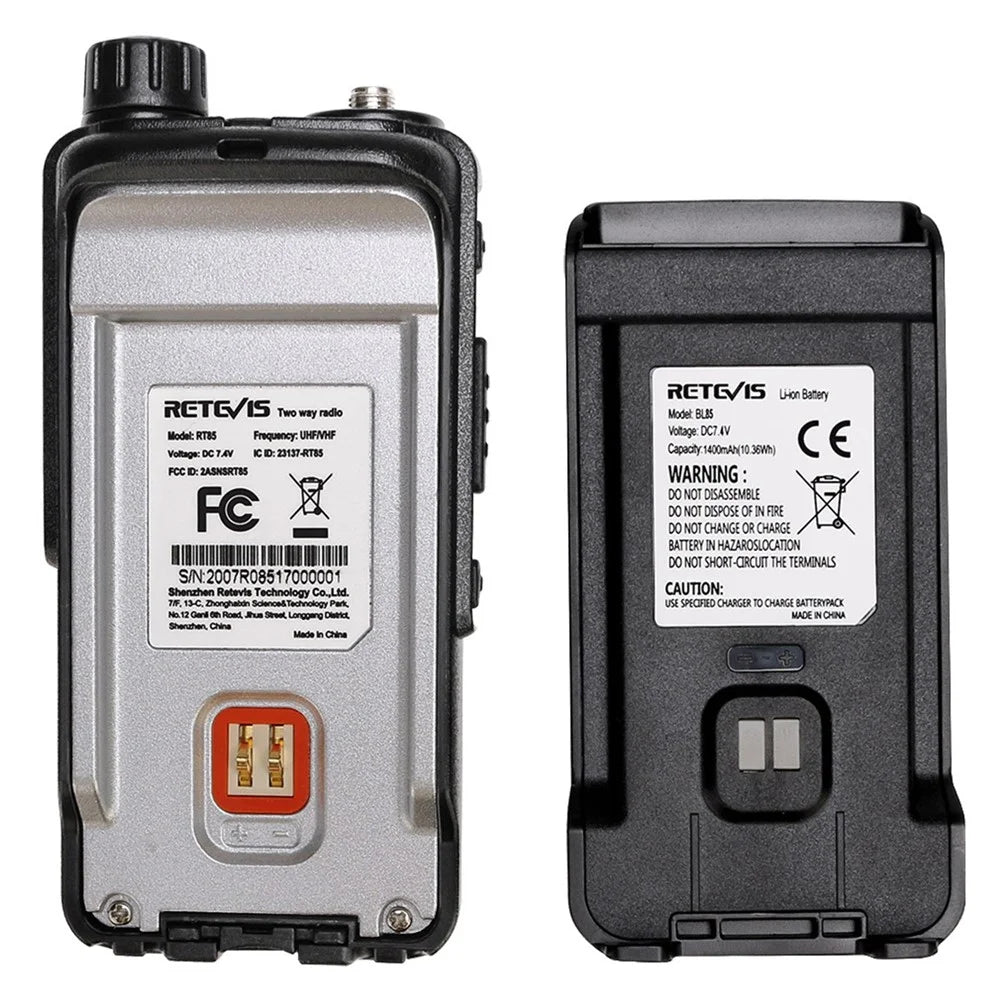 RETEVIS RT85 Analog Walkie-Talkie Portable Mini Wireless FM Radio Support UV Dual Frequency/5W 200 Channel - EU Plug - 7