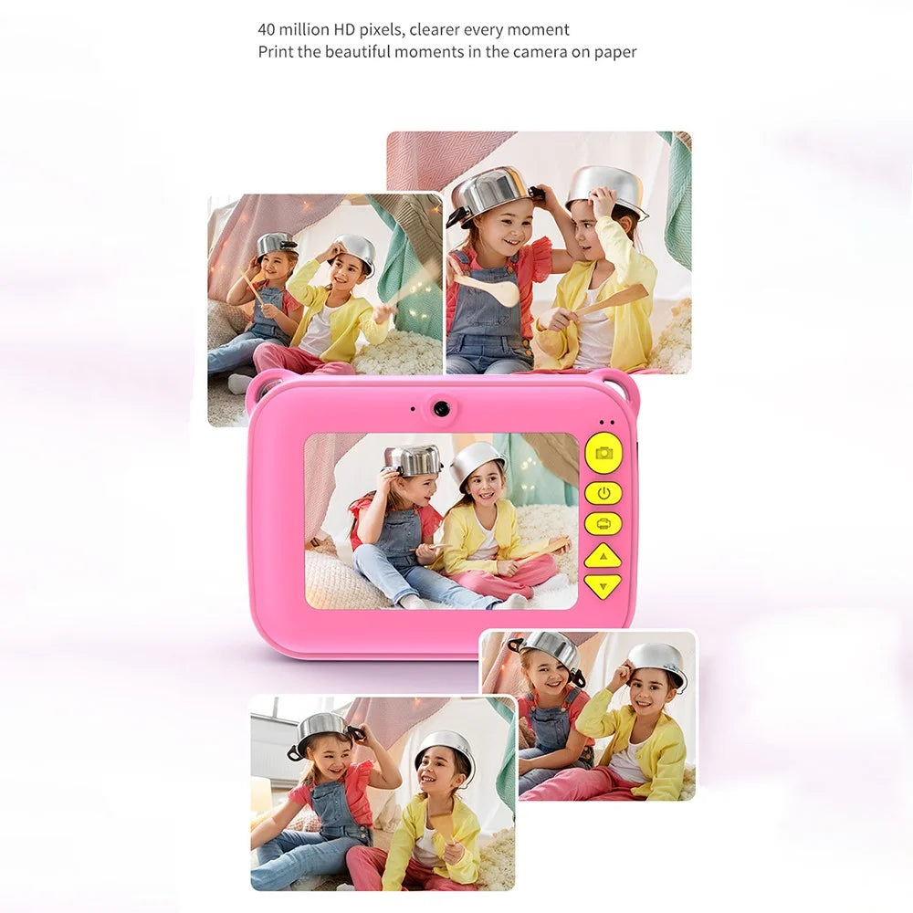 CP18 Kid's Camera HD Color Photo Children Video Camera Thermal Printing Camera Toy USB Rechargeable - Pink - 6