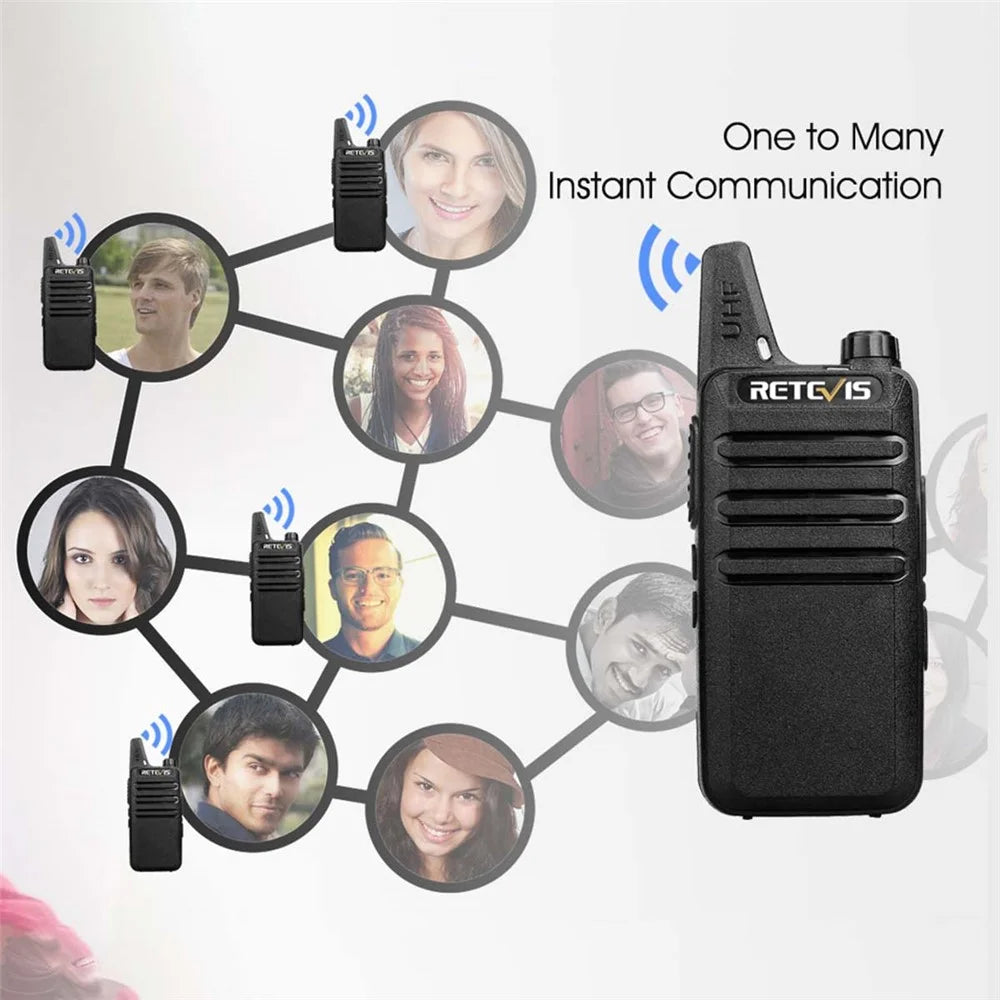 RETEVIS RT622 1 Pair of Mini Two Way License-Free PMR Radio Walkie-Talkie (for European Frequency) - EU Plug - 6