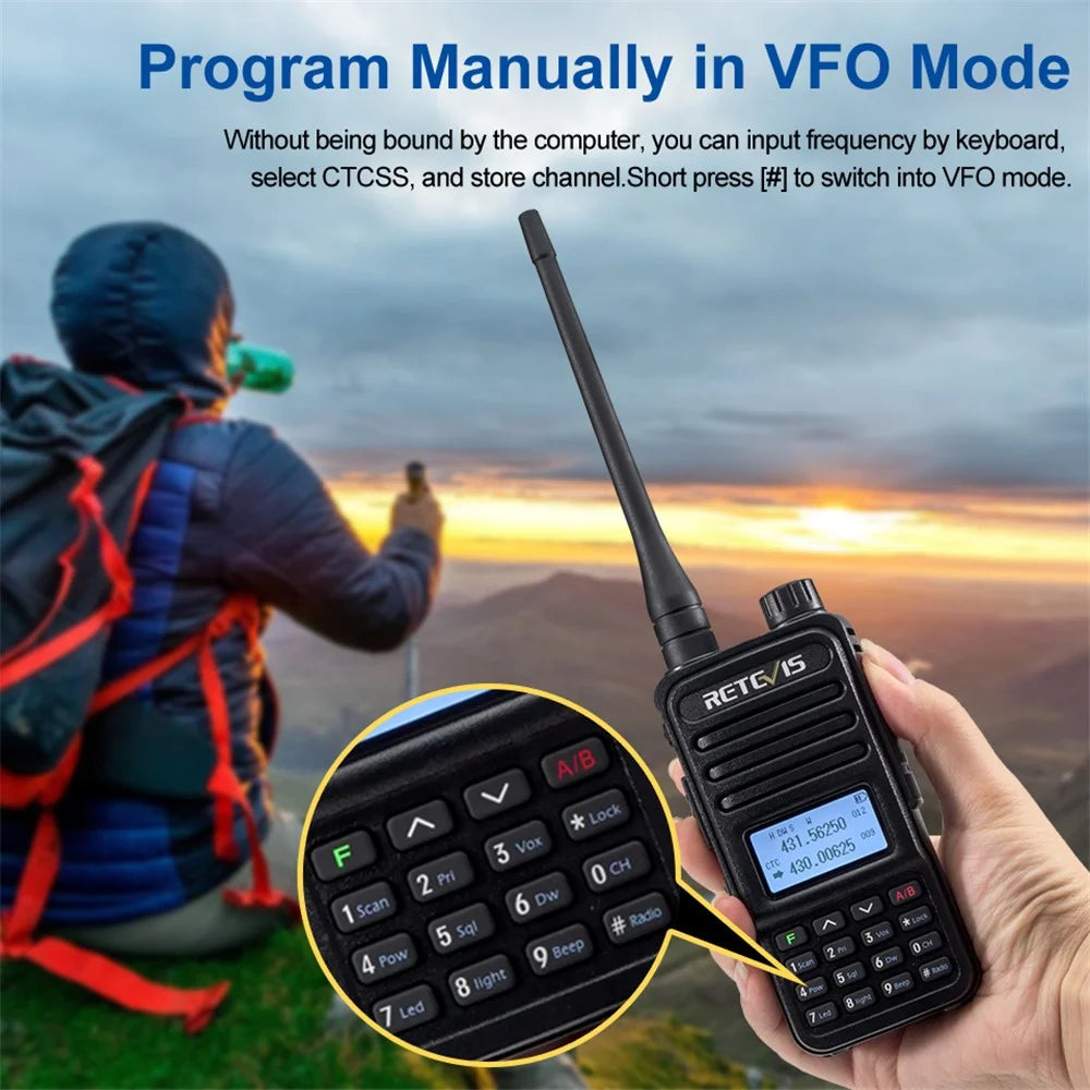 RETEVIS RT85 Professional Walkie Talkie Two Way Radio Station VHF UHF Dual Band Portable Radio Station - US Plug - 3