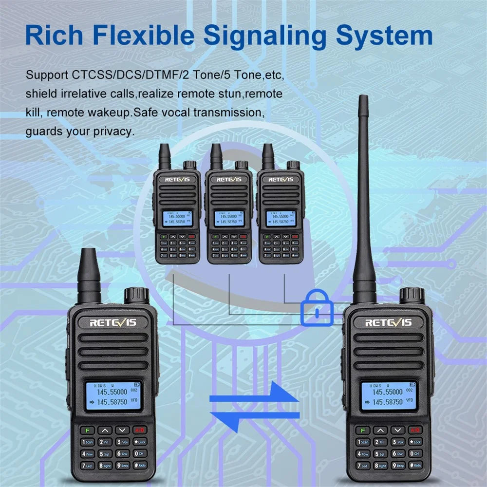 RETEVIS RT85 Professional Walkie Talkie Two Way Radio Station VHF UHF Dual Band Portable Radio Station - US Plug - 6