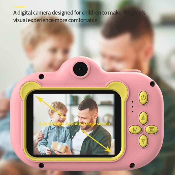 ET02 Cartoon 2.0 inch Screen Children Camera Rechargeable HD Wide Angle Digital Camera Camcorder Kids Gift - Pink - 5