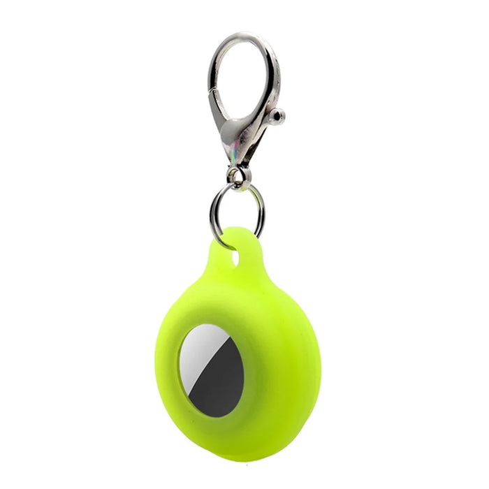 For Apple AirTag Locator Luminous Silicone Case Anti-drop Protective Cover with Key Holder - Luminous Yellow - 1