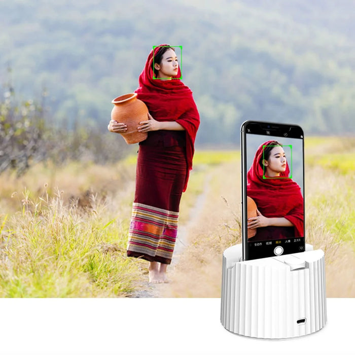 ELEBEST Y8 360-Degree Rotation Auto Face Tracking Phone Holder Smart Motion Movement Control Automatic Rotary Phone Desktop Stand for Video Recording Live Streaming - 5