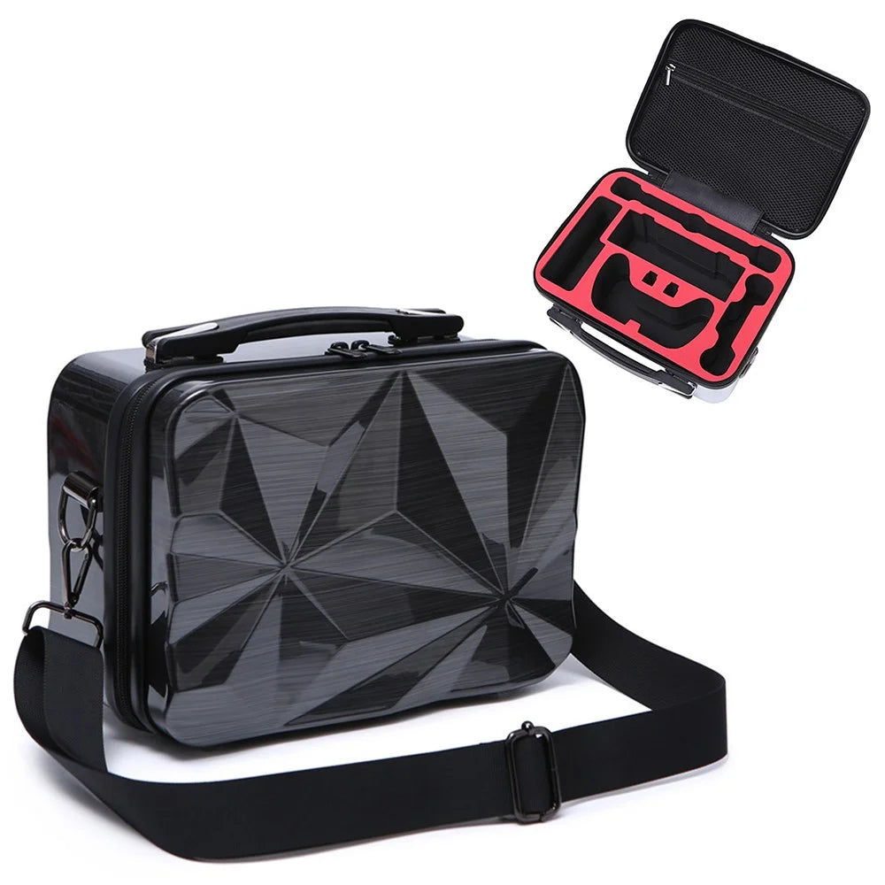 For Nintendo Switch Game Console and Accessories Shockproof Hard Shell Tote Storage Bag Carrying Case with Shoulder Strap - Black - 1