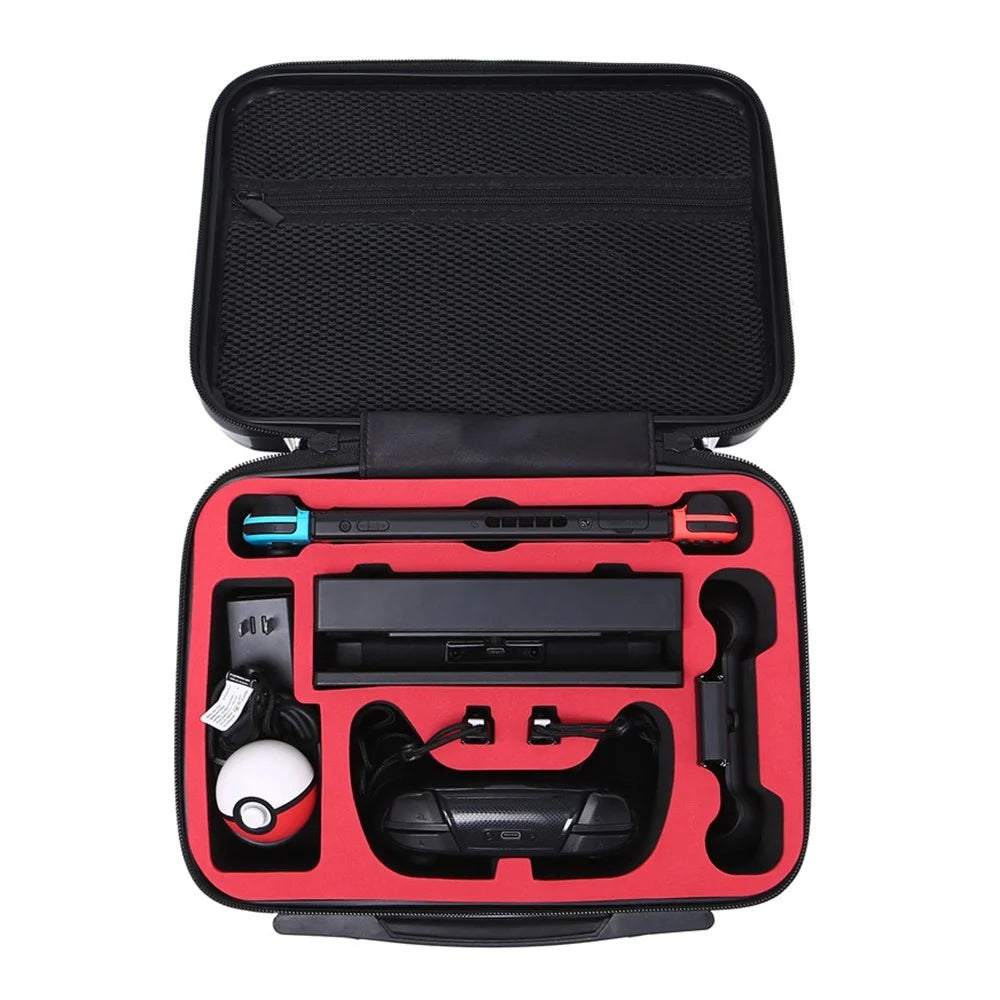 For Nintendo Switch Game Console and Accessories Shockproof Hard Shell Tote Storage Bag Carrying Case with Shoulder Strap - Black - 3