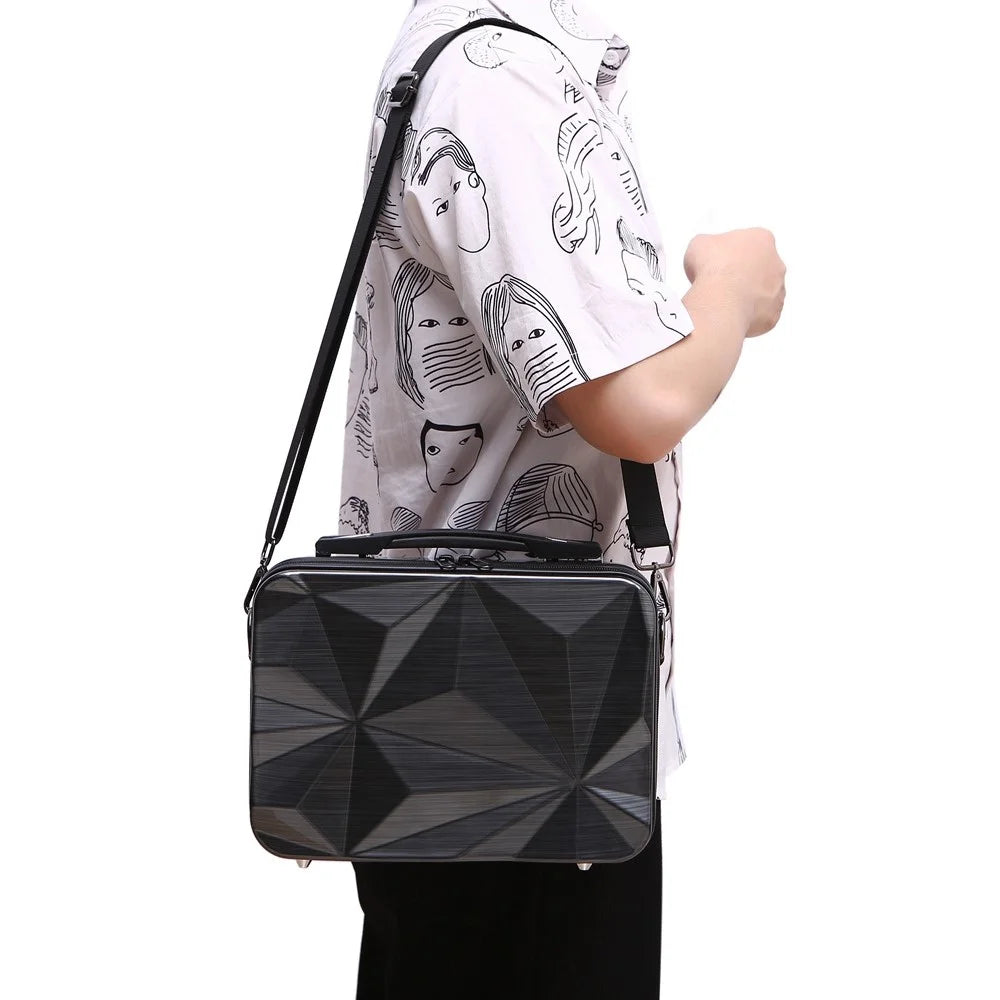 For Nintendo Switch Game Console and Accessories Shockproof Hard Shell Tote Storage Bag Carrying Case with Shoulder Strap - Black - 4