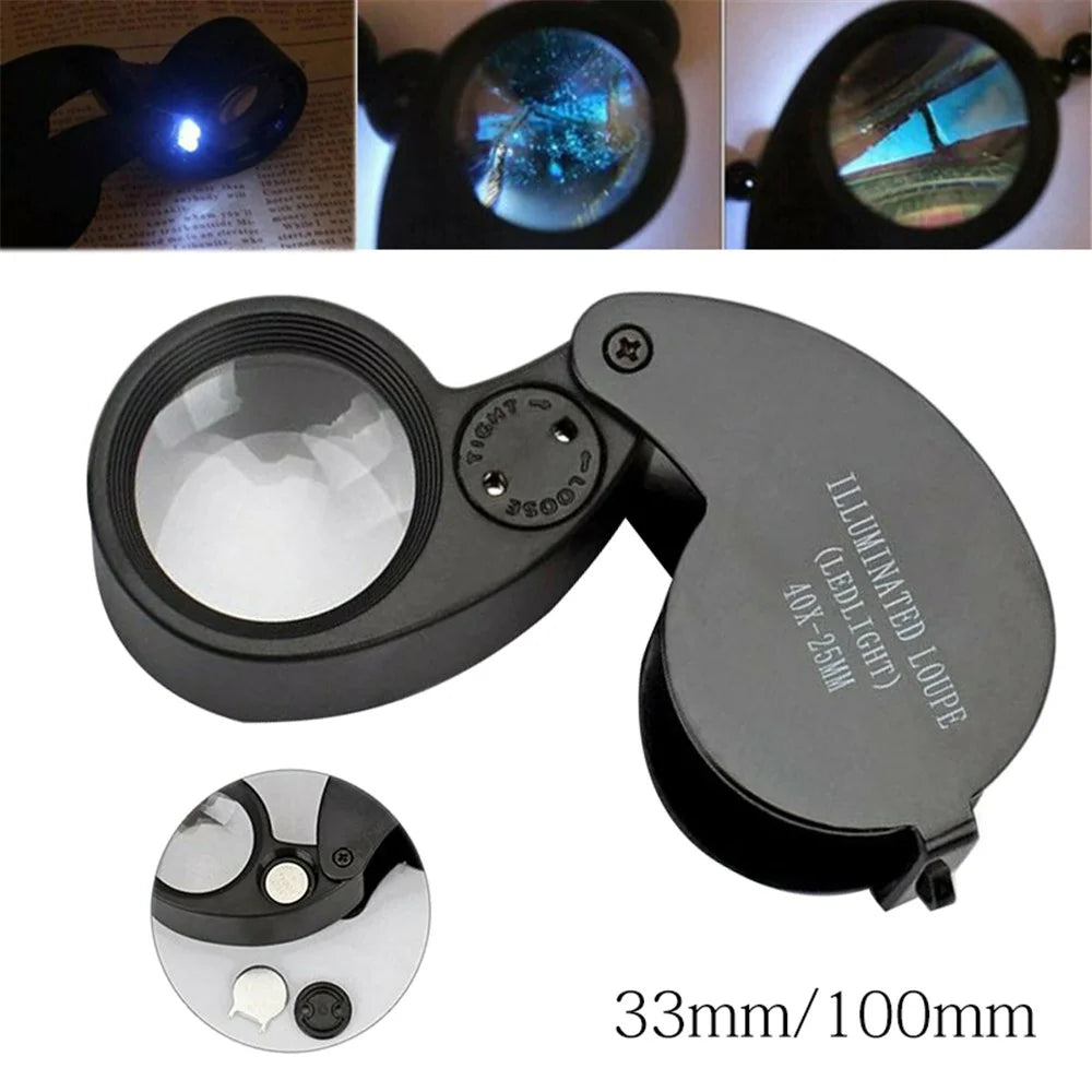 21011A 25mm Loupe 40X Magnification Magnifier Jewelry Identification Magnifying Glass with LED Light - 3