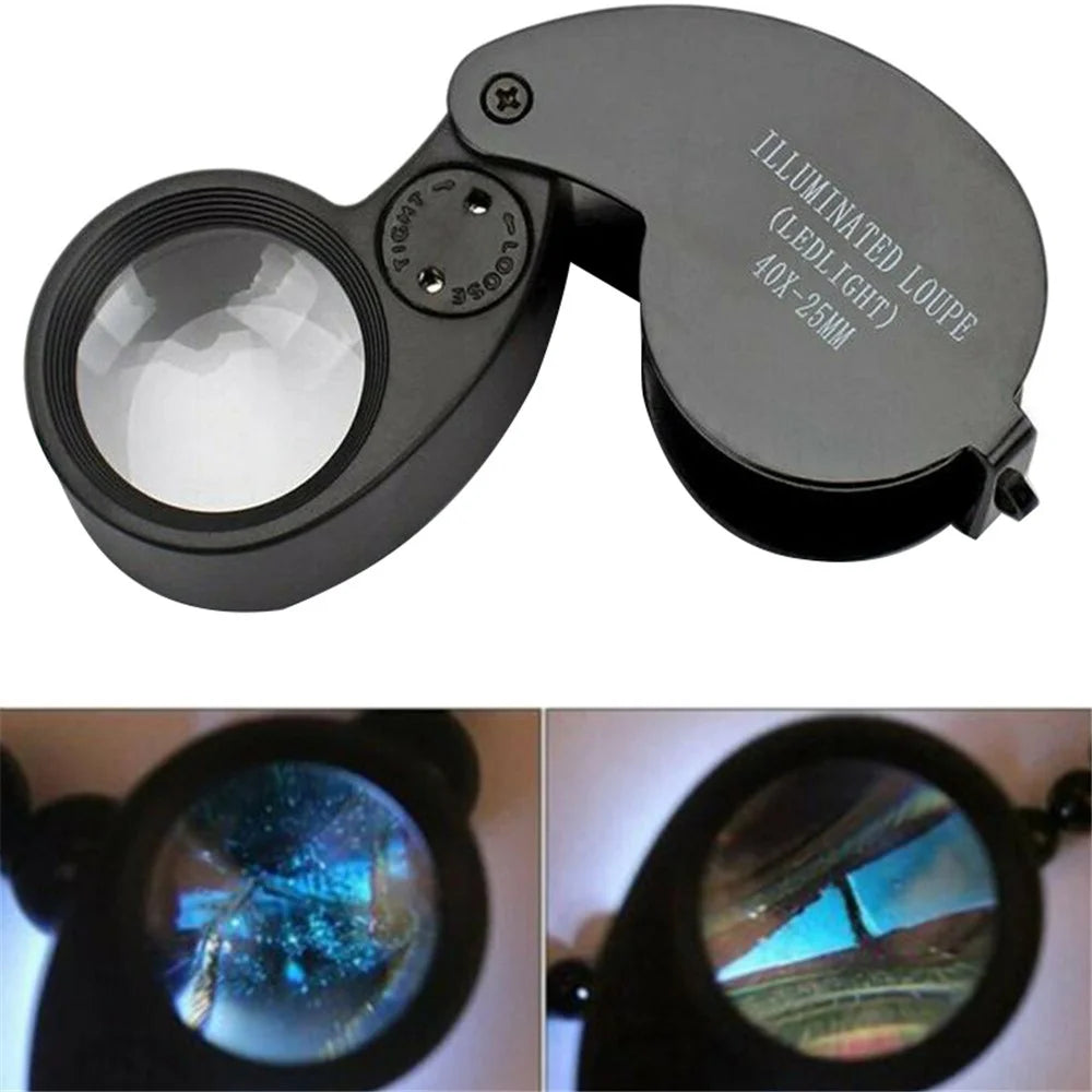 21011A 25mm Loupe 40X Magnification Magnifier Jewelry Identification Magnifying Glass with LED Light - 4
