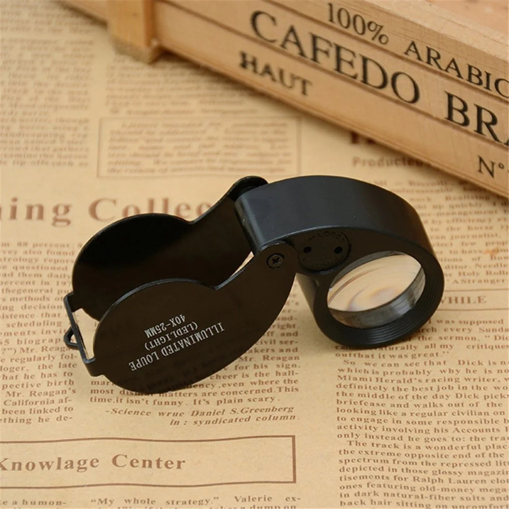 21011A 25mm Loupe 40X Magnification Magnifier Jewelry Identification Magnifying Glass with LED Light - 5