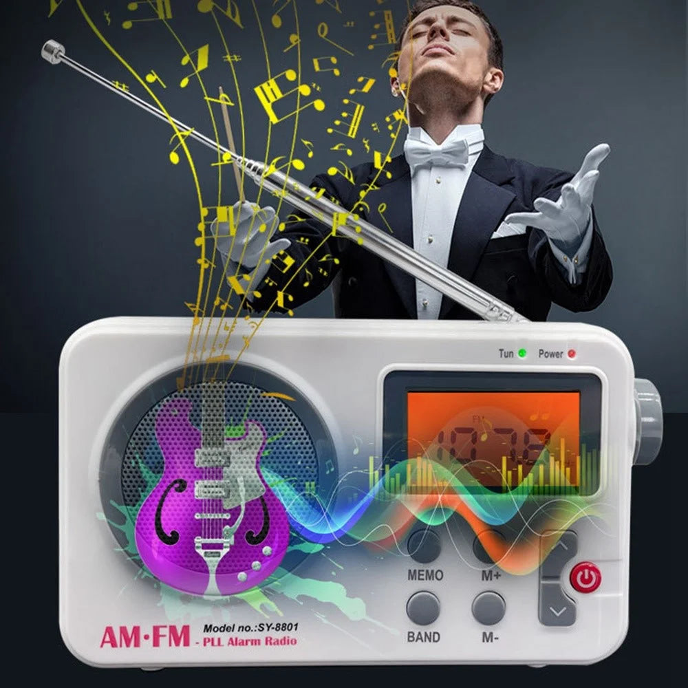 SY-8801 Portable Retro AM FM Radio HD LCD Screen HiFi Sound Loud Speaker Short Wave Radio - 2