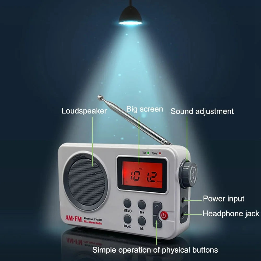 SY-8801 Portable Retro AM FM Radio HD LCD Screen HiFi Sound Loud Speaker Short Wave Radio - 6