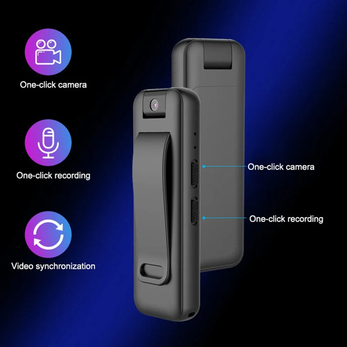 MROBO 16G Portable 1080P Voice Recorder with Back Clip 180 Degree Rotating Camera Noise Reduction Audio Recording Device - 3
