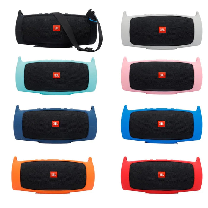 For JBL Charge 4 Case Bluetooth-compatible Speaker Silicone Cover with Shoulder Strap and Carabiner - Orange - 4