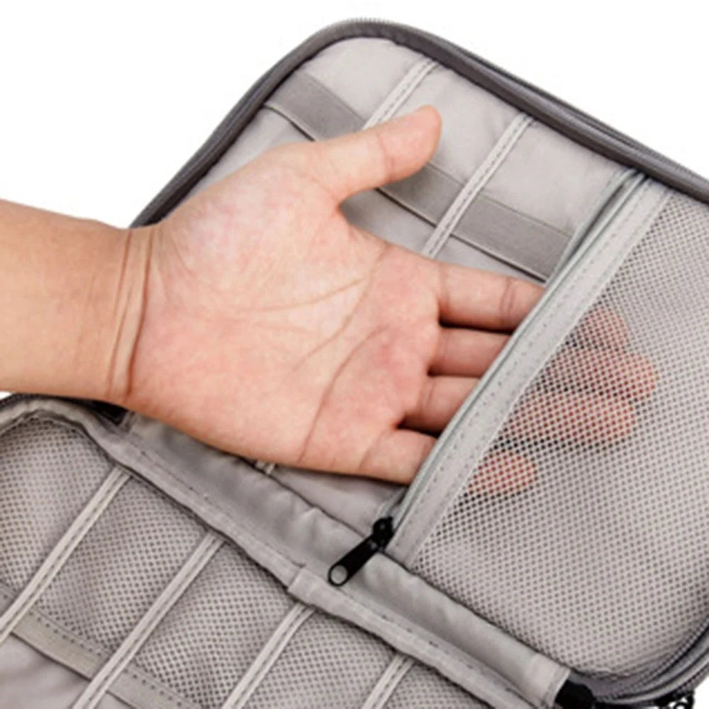 YOLINO QY-A013 Portable Travel Digital Accessories Carrying Bag Data Cable Power Bank Phone Zipper Storage Bag - Black - 3