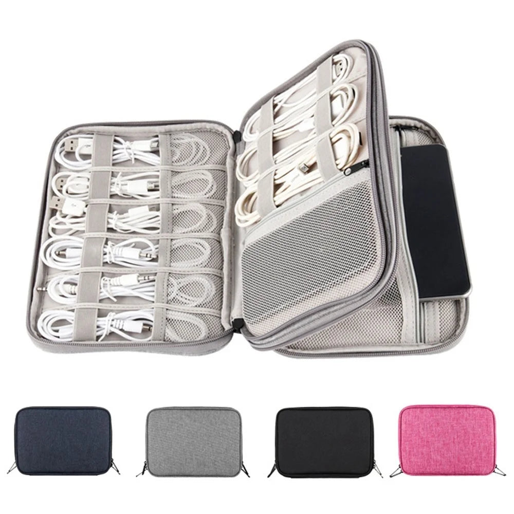 YOLINO QY-A013 Portable Travel Digital Accessories Carrying Bag Data Cable Power Bank Phone Zipper Storage Bag - Black - 6
