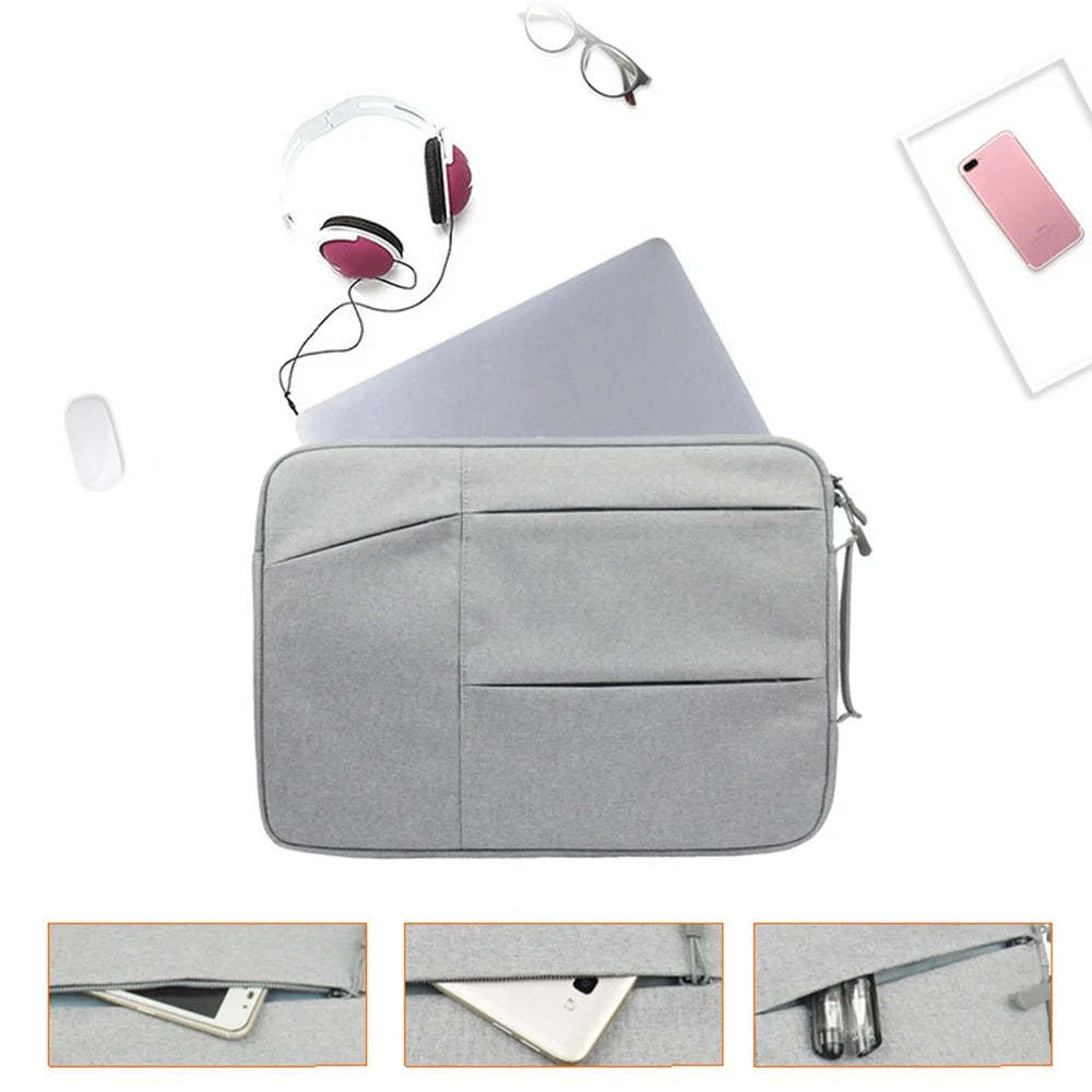 YOLINO QY-C009 Anti-Drop Carry Case with 3 Outer Pouch/Handle Wear-Resistant Sleeve Bag for 11.6-inch Laptops Portable Storage Bag - Grey - 3