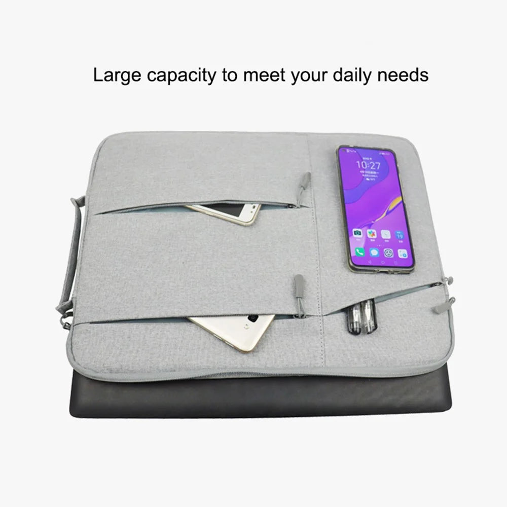 YOLINO QY-C009 Anti-Drop Carry Case with 3 Outer Pouch/Handle Wear-Resistant Sleeve Bag for 11.6-inch Laptops Portable Storage Bag - Grey - 4