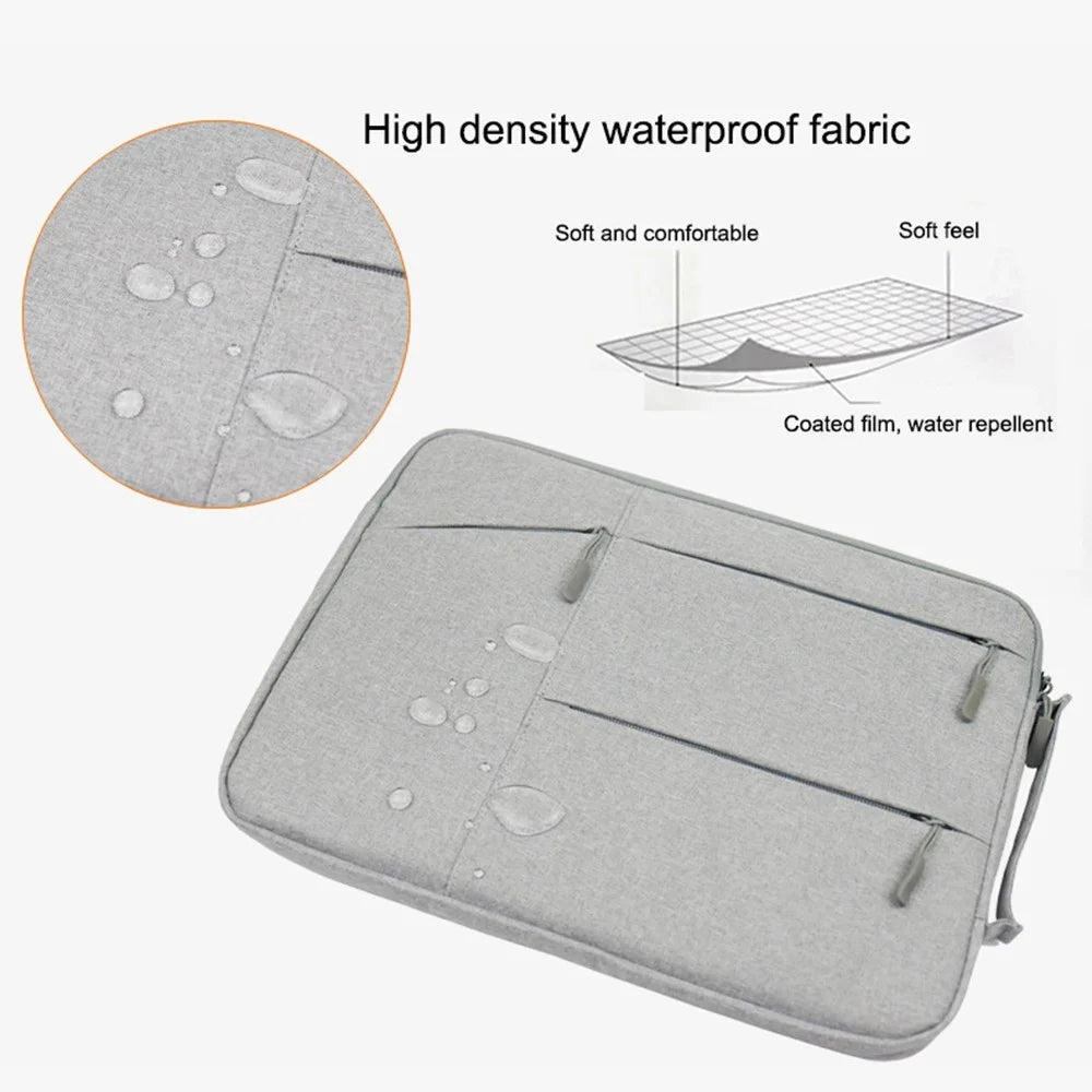 YOLINO QY-C009 Anti-Drop Carry Case with 3 Outer Pouch/Handle Wear-Resistant Sleeve Bag for 11.6-inch Laptops Portable Storage Bag - Grey - 5