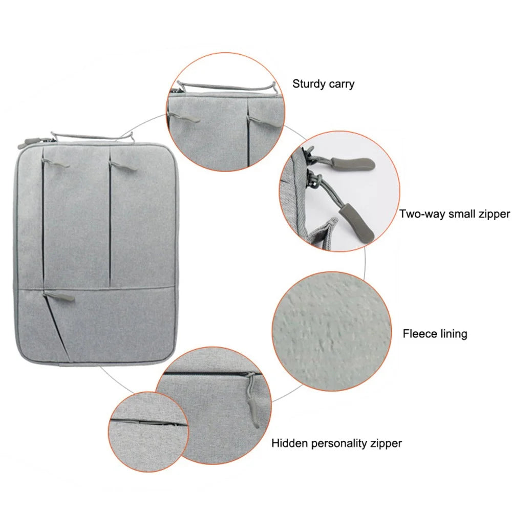 YOLINO QY-C009 Anti-Drop Carry Case with 3 Outer Pouch/Handle Wear-Resistant Sleeve Bag for 11.6-inch Laptops Portable Storage Bag - Grey - 6