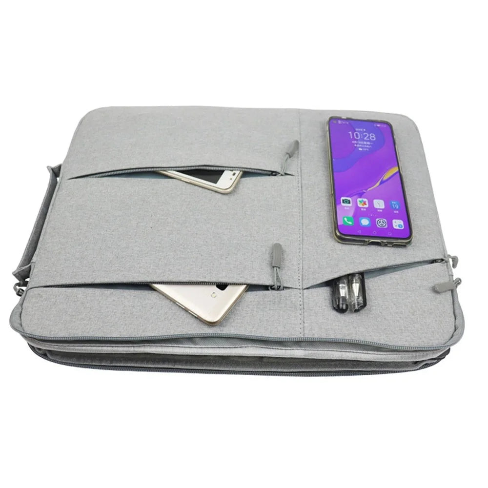 YOLINO QY-C009 Scratch Resistant Sleeve Bag for 13.3-inch Laptops Portable Carry Case Anti-Drop Storage Bag with 3 Outer Pouch/Handle - Grey - 4