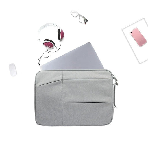 YOLINO QY-C009 Wear-Resistant Carry Case with 3 Outer Pouch/Handle Anti-Drop Sleeve Bag for 15-inch Laptops Portable Storage Bag - Grey - 2