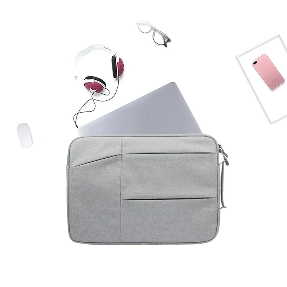 YOLINO QY-C009 Wear-Resistant Carry Case Portable Sleeve Bag for 14-inch Laptops Anti-Drop Storage Bag with 3 Outer Pouch/Handle - Grey - 2