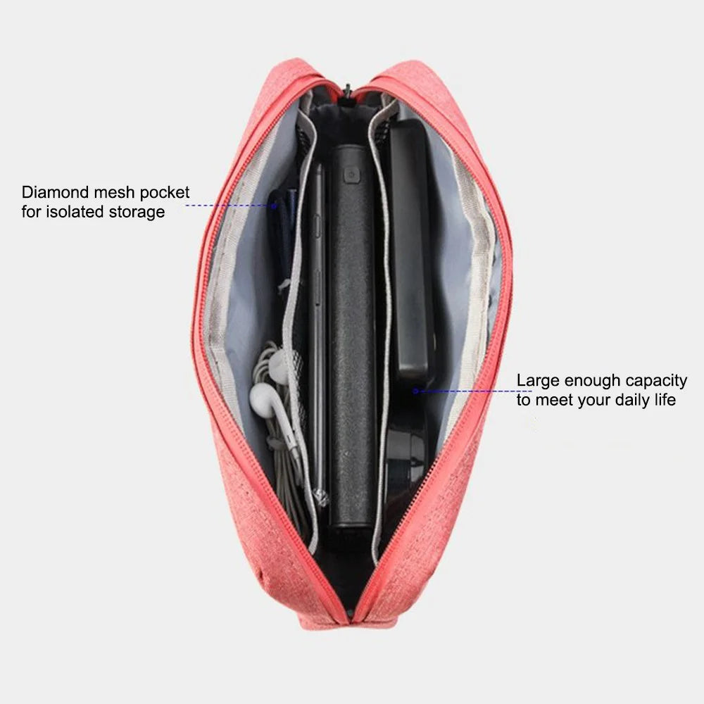 YOLINO QY-A011 Small Size Digital Accessories Waterproof Zipper Bag Data Cable Power Bank Phone Storage Bag - Dark Grey - 5