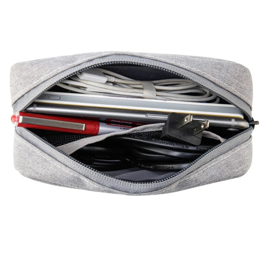 YOLINO QY-A011 Small Size Digital Accessories Waterproof Zipper Bag Data Cable Power Bank Phone Storage Bag - Dark Grey - 6