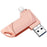 RICHWELL DN-PG31 512GB Plug and Play Flash Drive 3 in 1 Lightning/Micro/USB Swivel U Disk Memory Stick - Pink - 1