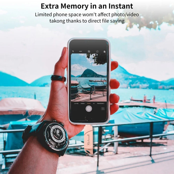 RICHWELL DN-PG31 512GB Plug and Play Flash Drive 3 in 1 Lightning/Micro/USB Swivel U Disk Memory Stick - Pink - 5