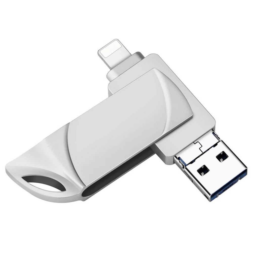 RICHWELL DN-PG31 256GB for Mobile Phone Computer 3 in 1 Lightning/Micro/USB Swivel U Disk Memory Stick Flash Drive - Silver - 1