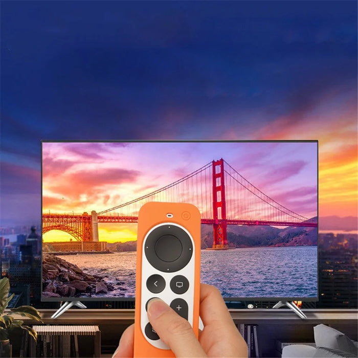 For Apple TV 4K 2021 + AirTag Remote Controller Silicone Case Anti-drop Protective Cover - White - 3