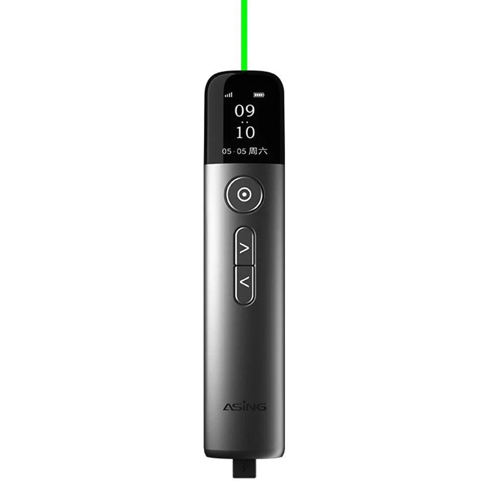 ASING A9 32G Presentation Clicker for Powerpoint Clicker with LCD Screen Multi-function Presenter Remote Pointer Rechargeable Presentation Pointer for Computer Projector (Smart Version) - Grey - 1