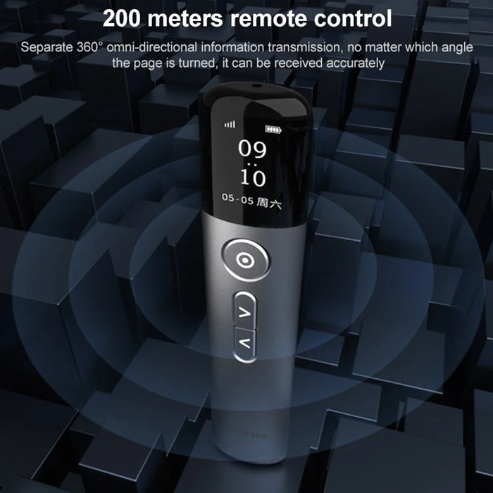 ASING A9 128Mb Multi-function Presenter Remote Clicker for Powerpoint Presentation Pointer Rechargeable Presentation Pointer with LCD Screen for Computer Projector (Smart Version) - Grey - 5