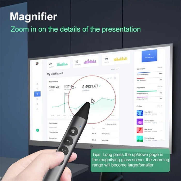 ASING A12 2.4GHz Wireless Presenter Pointer Digital Laser Stylus Magnetic Adsorption Presentation Clicker PPT Pointer Support Writing - 5