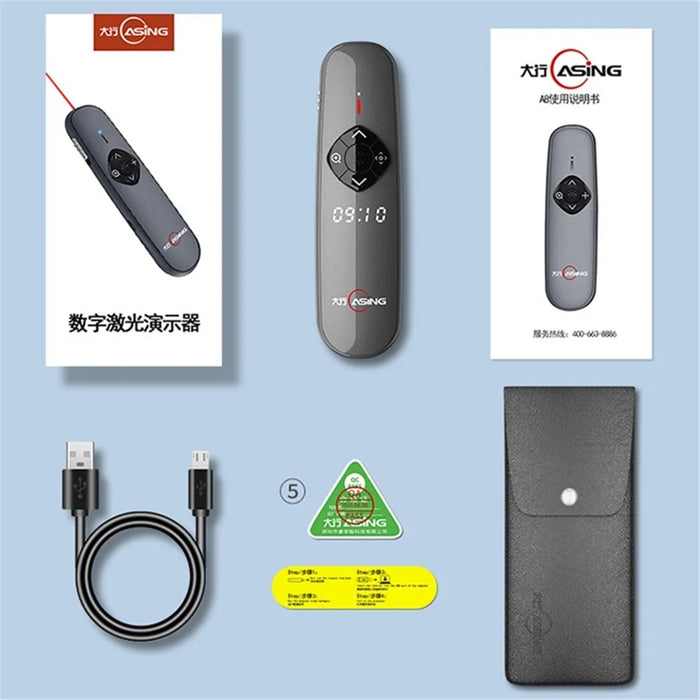 ASING A8 128Mb Upgrade 2.4GHz Wireless Presentation Clicker Presenter Remote for PowerPoint Pointer Laser Page Turning Pen with LED Display for Business Teaching (Physical Red Light + Digital Laser) - 7