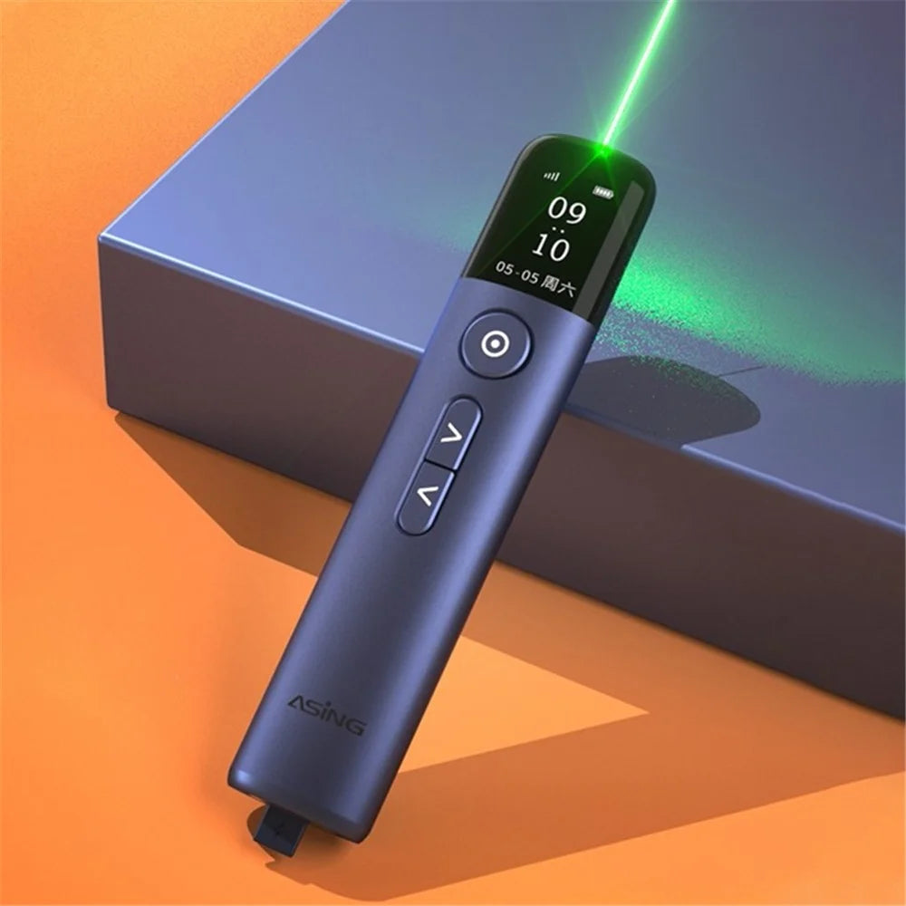 ASING A9S Multi-function Presenter Remote Clicker Presentation Page Turning Pen Rechargeable Presentation Pointer with LCD Screen for Business Teaching (Basic Version) - Grey - 7