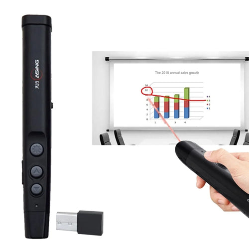 ASING A100 Wireless Lecture Presentation Remote Control Pointer Red Laser PPT Page Turning Pen - 1
