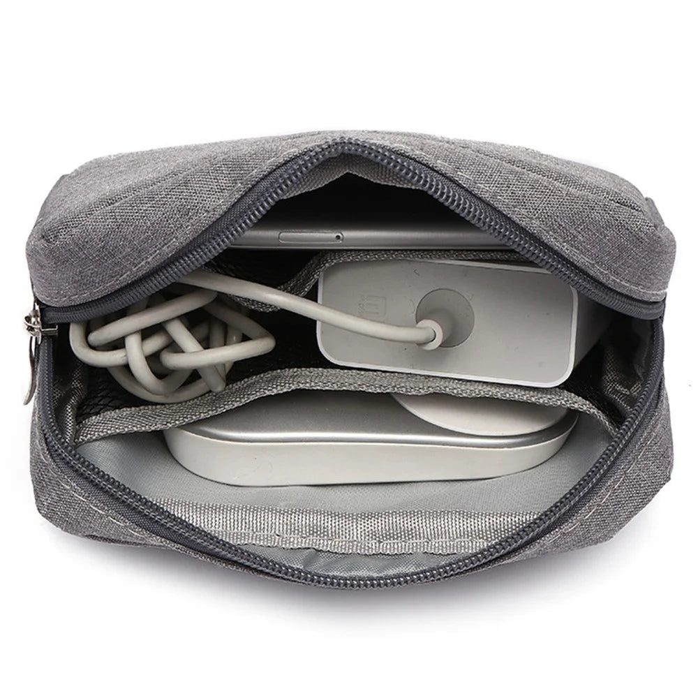ZZRS Digital Storage Bag Power Bank Data Cable Charger Electronics Accessories Portable Pouch (Size: S) - Grey - 2