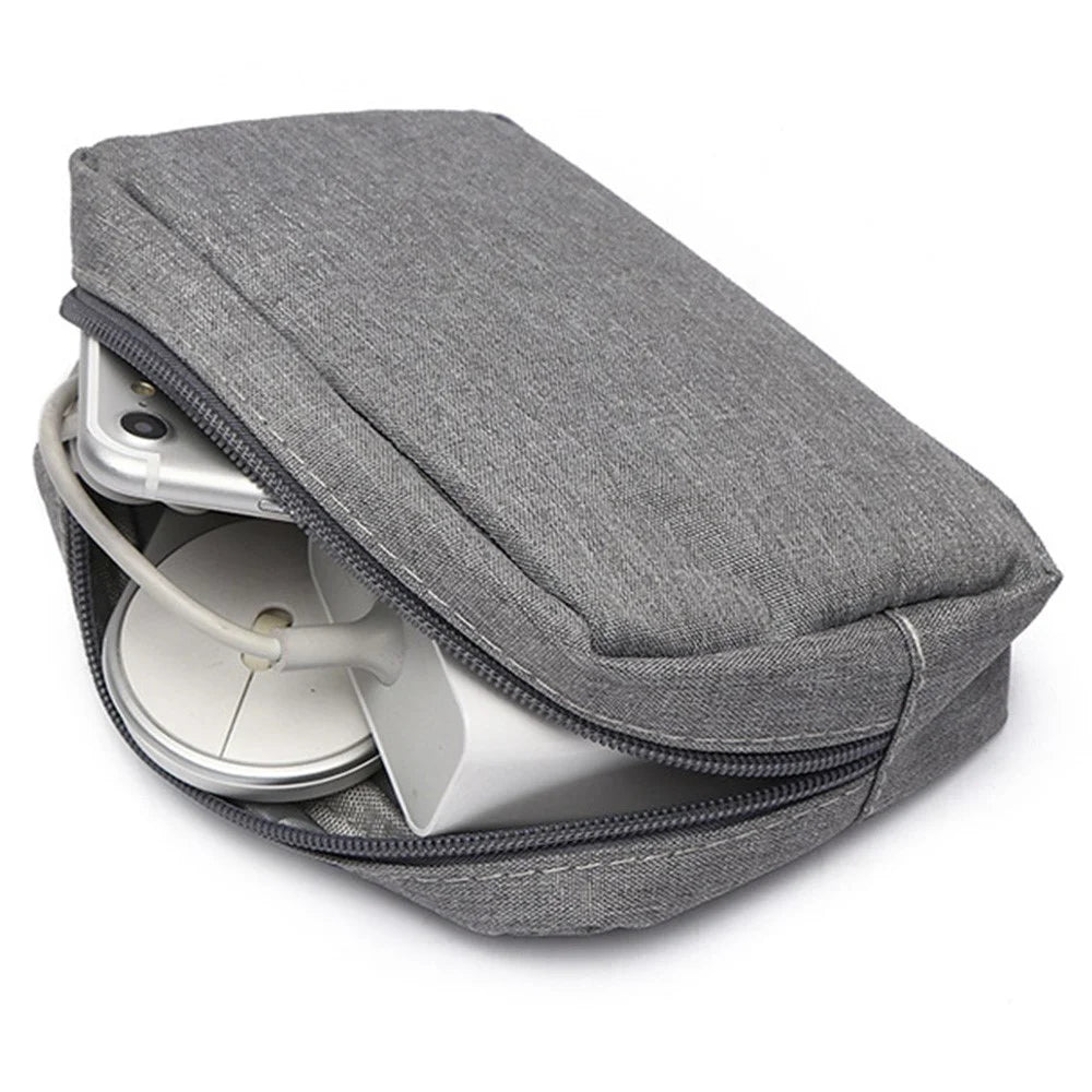 ZZRS Digital Storage Bag Power Bank Data Cable Charger Electronics Accessories Portable Pouch (Size: S) - Grey - 3
