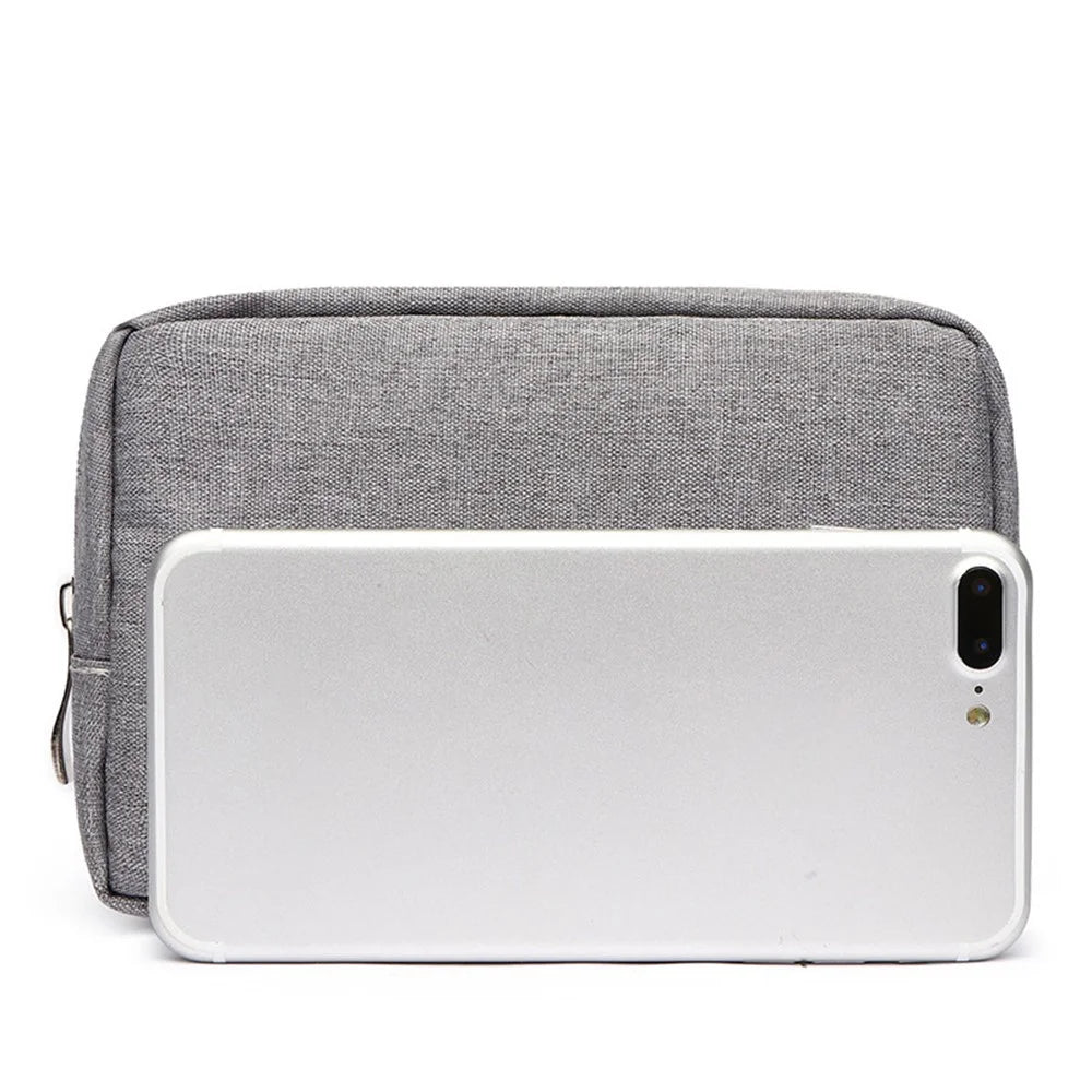 ZZRS Digital Storage Bag Power Bank Data Cable Charger Electronics Accessories Portable Pouch (Size: S) - Grey - 6