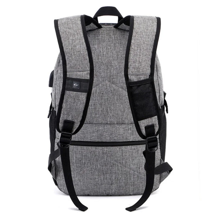 ZZRS PC6016C Anti-theft Backpack Lock and Scratch Resistant Waterproof Travel Bag Daypack Student Bookbag with Exterior USB+3.5mm Audio Port - Light Grey - 3