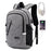 ZZRS PC6016C Anti-theft Backpack Lock and Scratch Resistant Waterproof Travel Bag Daypack Student Bookbag with Exterior USB+3.5mm Audio Port - Light Grey - 4