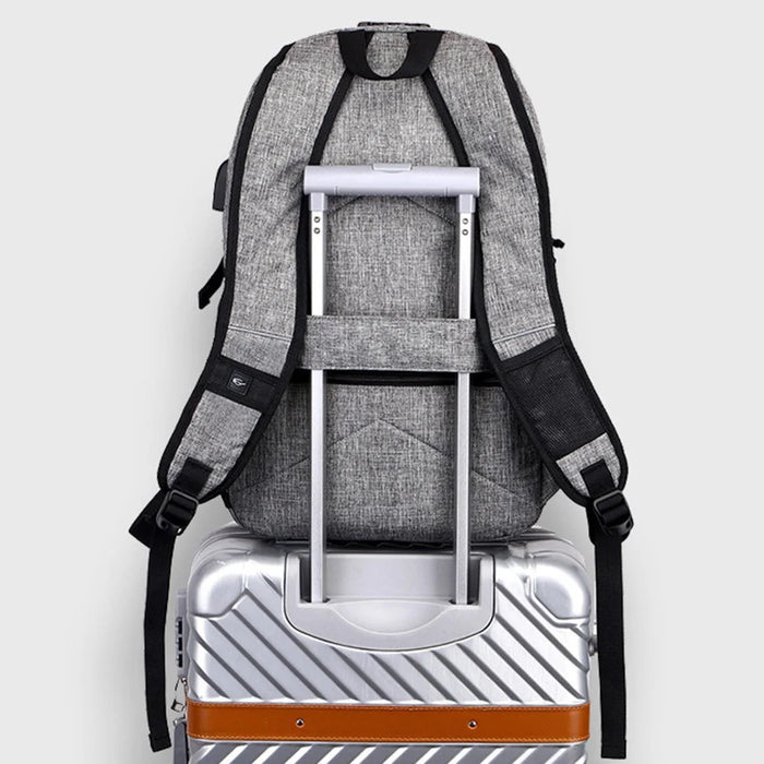 ZZRS PC6016C Anti-theft Backpack Lock and Scratch Resistant Waterproof Travel Bag Daypack Student Bookbag with Exterior USB+3.5mm Audio Port - Light Grey - 7