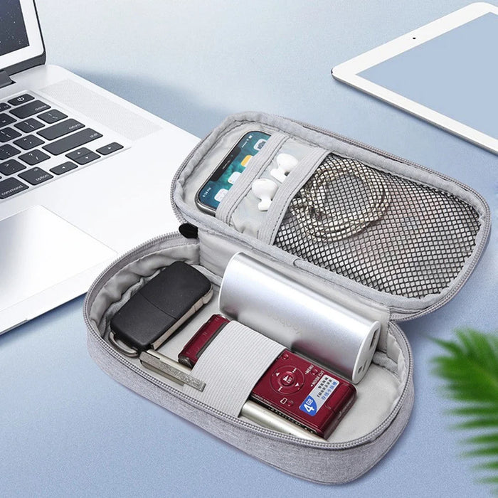 ZZRS S05 Electronic Accessories Bag Organization Pouch for Earphone, Cable, USB Flash Drive, Mouse, Wall Charger - Grey - 2