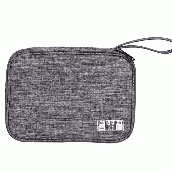 GENA Portable Travel Digital Accessories Storage Bag Data Cable U-Disk Zipper Carrying Pouch - Grey - 1